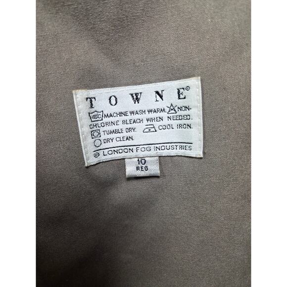 Vintage Towne London Fog Trench Coat Double Breasted Classic Size10 Belted Lined - Picture 9 of 13